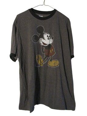 Disney XL Gray Black Mickey Mouse Ringer Tee Walt Disney World